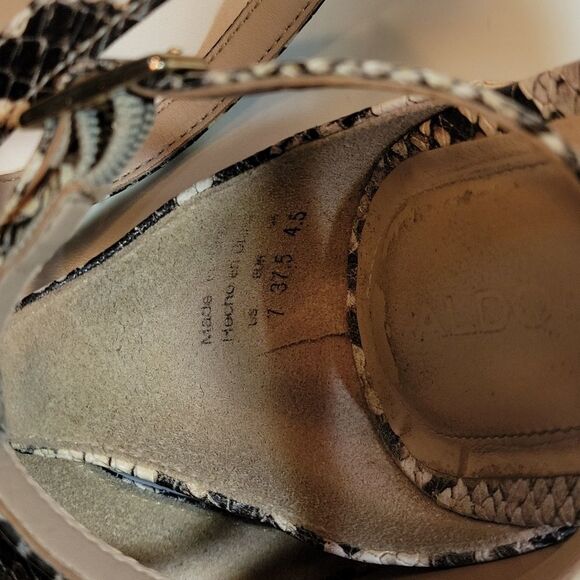 ALDO SNAKE SKIN BLOCK HEEL ANKLE STRAP OPEN TOE WOMEN"S SANDAL - Picture 16 of 16